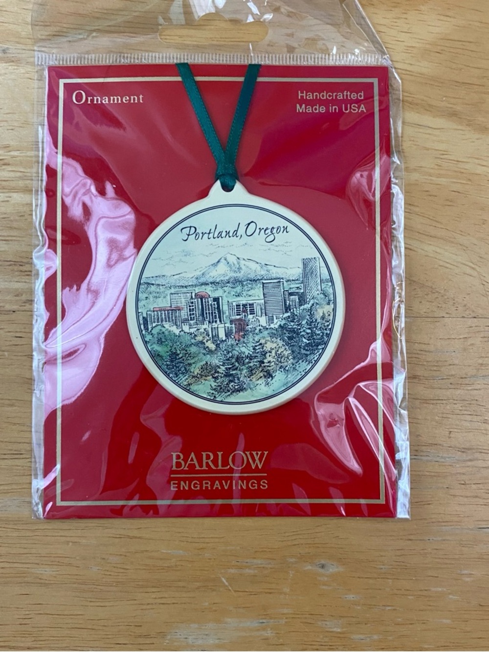 Barlow Portland, Oregon Ceramic Ornament with Ribbon
